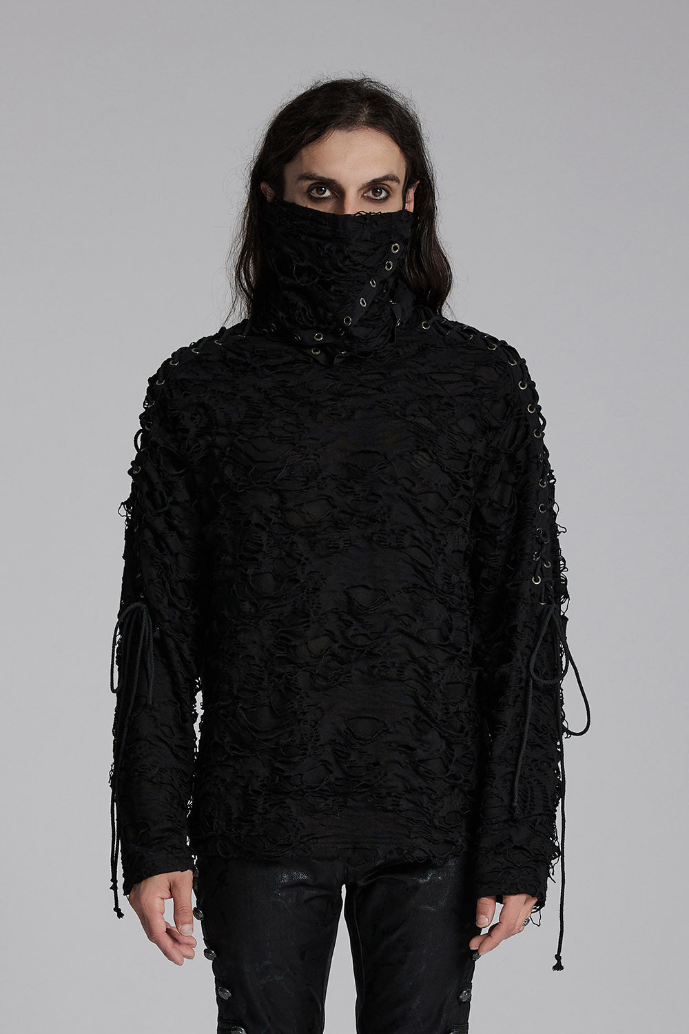 Black Death Tattered Mask Top