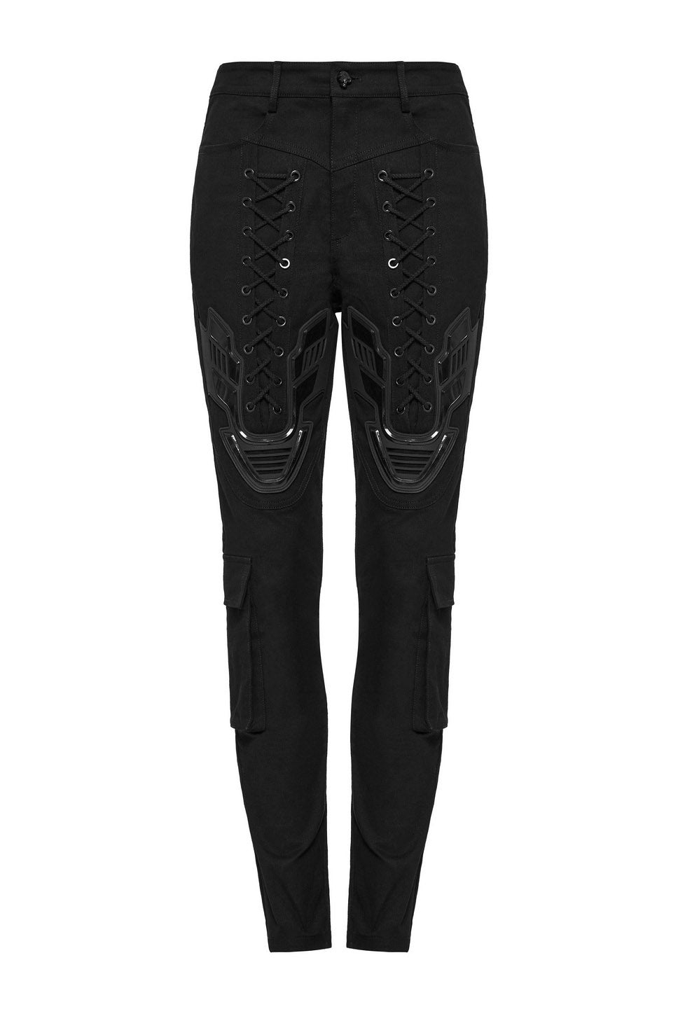 Black Armor Lace-Up Skinny Jeans
