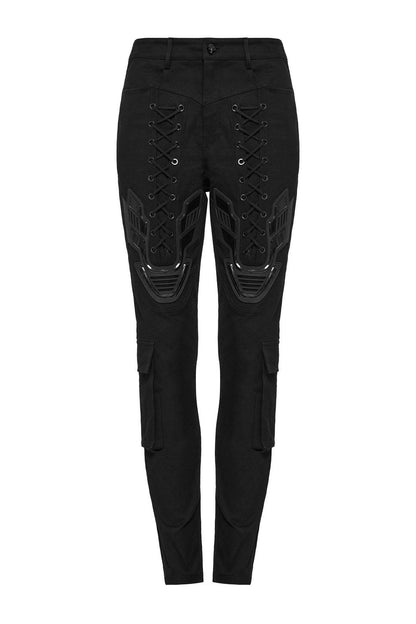 Black Armor Lace-Up Skinny Jeans