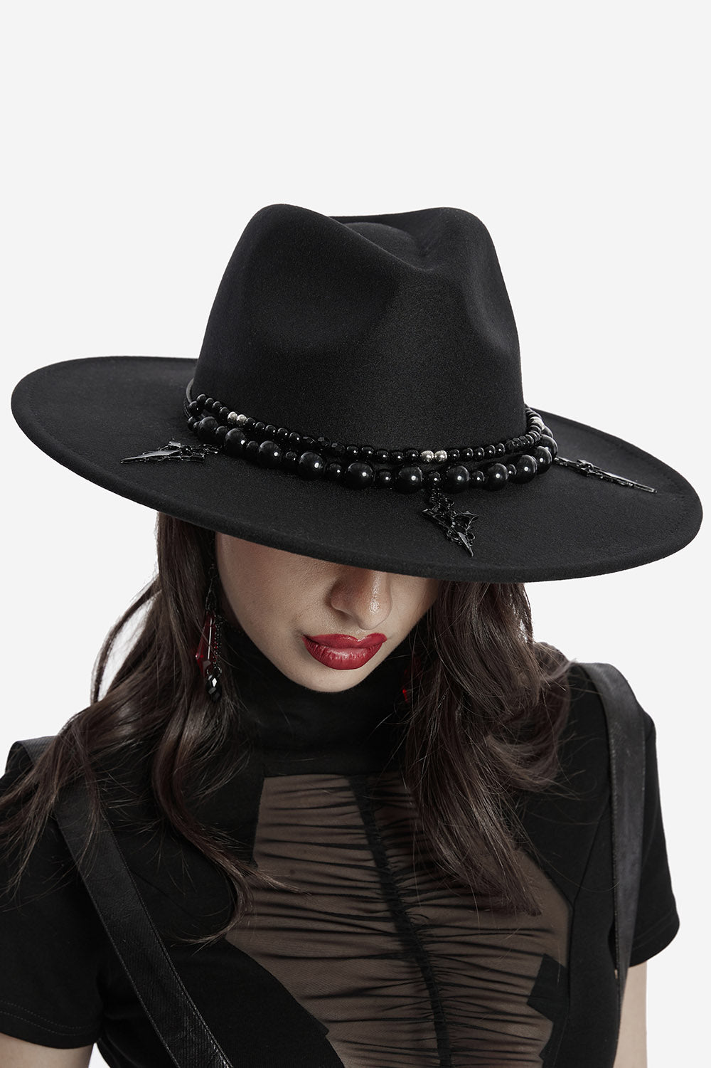 Bloodhound Wide Brimmed Hat [Black/Red]