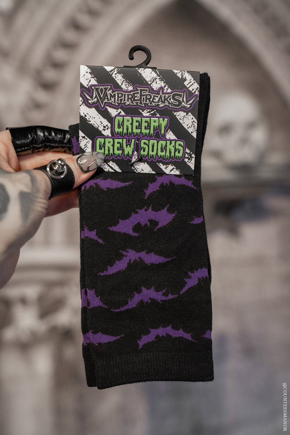 Creepy Crew Socks [Purple Bats]