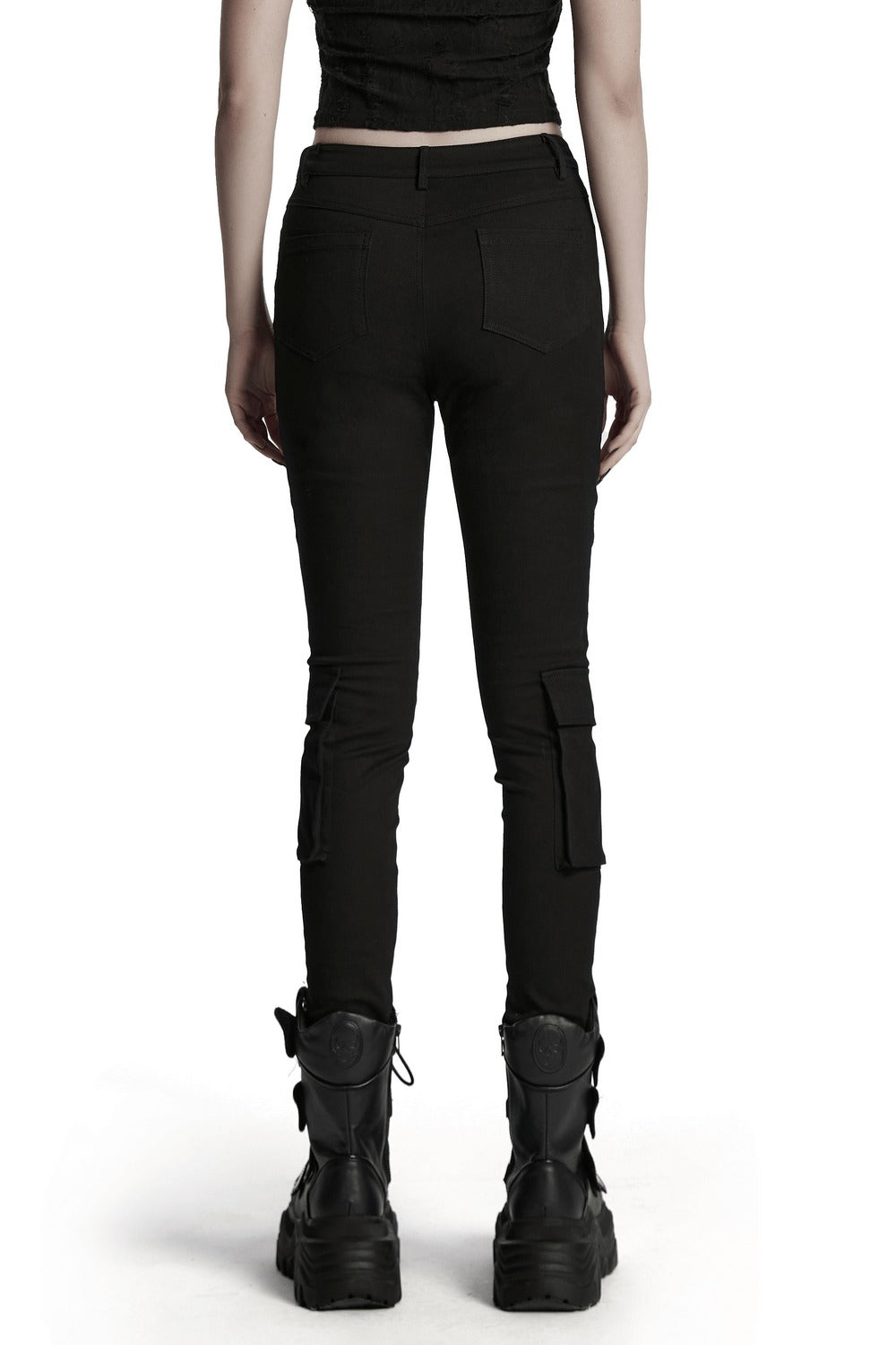 Black Armor Lace-Up Skinny Jeans