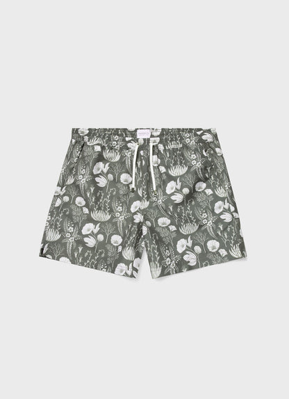 Mens Leaf Print Swim Short In Pale Khaki Ksmshr3705P Gnhk
