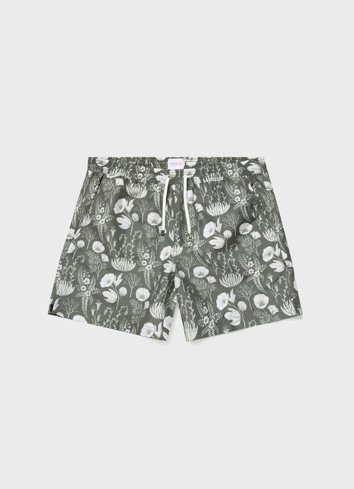 Mens Leaf Print Swim Short In Pale Khaki Ksmshr3705P Gnhk