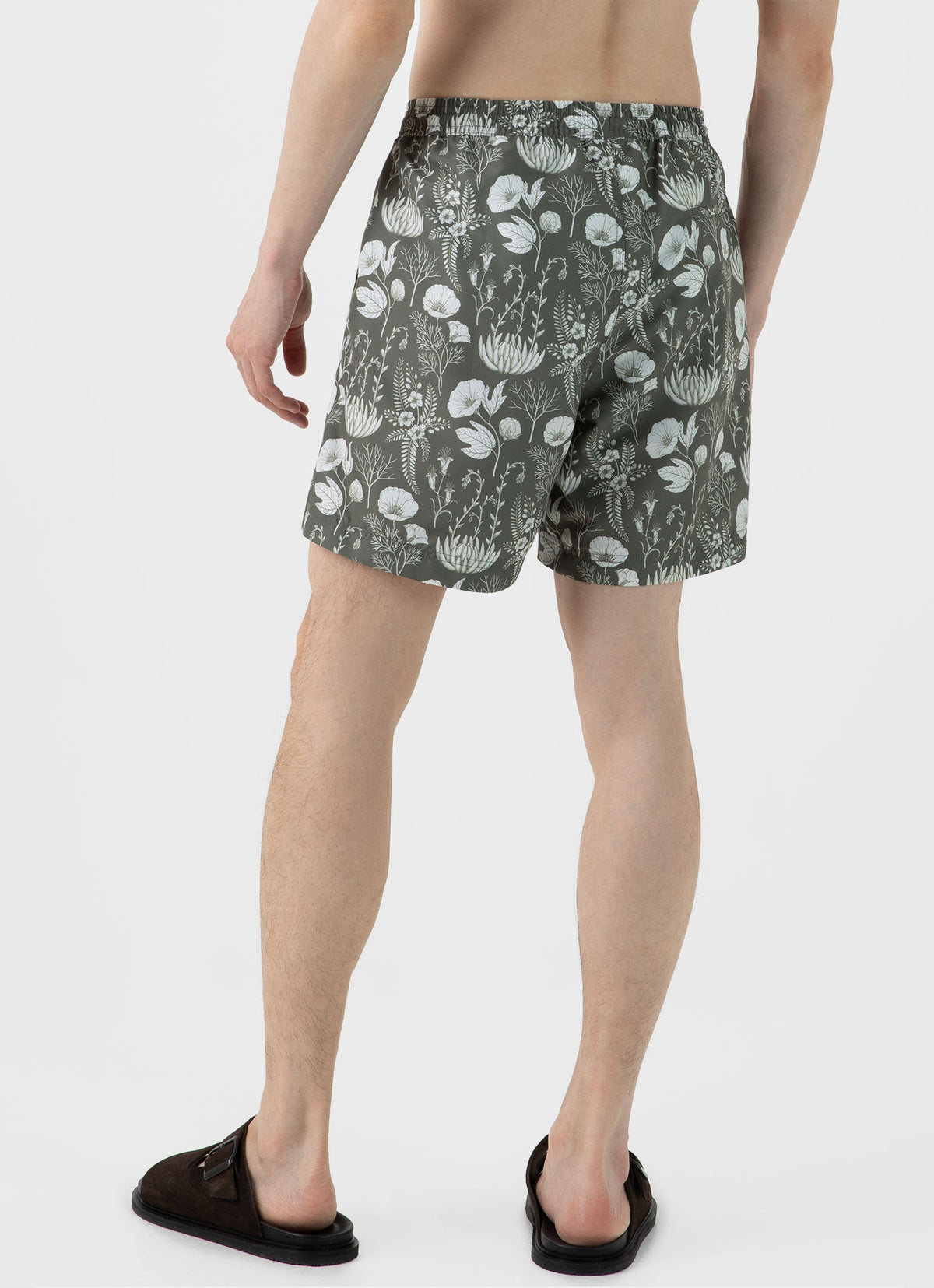 Mens Leaf Print Swim Short In Pale Khaki Ksmshr3705P Gnhk