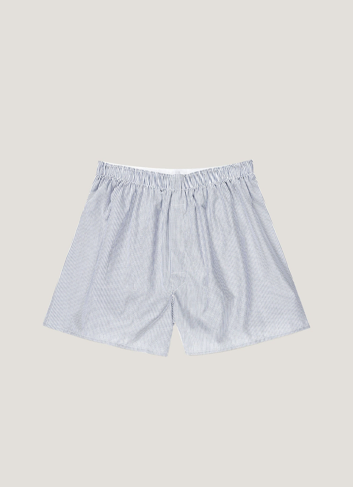 Mens Poplin Cotton Boxer Short In White Navy Light Blue Pinstripe Mbox4700 Stay