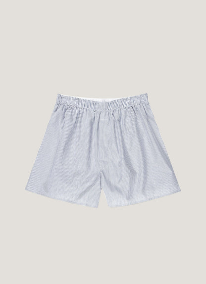 Mens Poplin Cotton Boxer Short In White Navy Light Blue Pinstripe Mbox4700 Stay