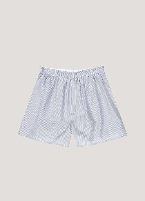 Mens Poplin Cotton Boxer Short In White Navy Light Blue Pinstripe Mbox4700 Stay