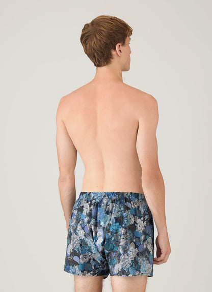 Mens Classic Boxer Shorts In Liberty Fabric In Frost Blue Floral Mbox4701L Buwy