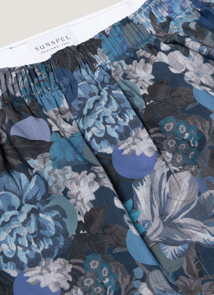 Mens Classic Boxer Shorts In Liberty Fabric In Frost Blue Floral Mbox4701L Buwy