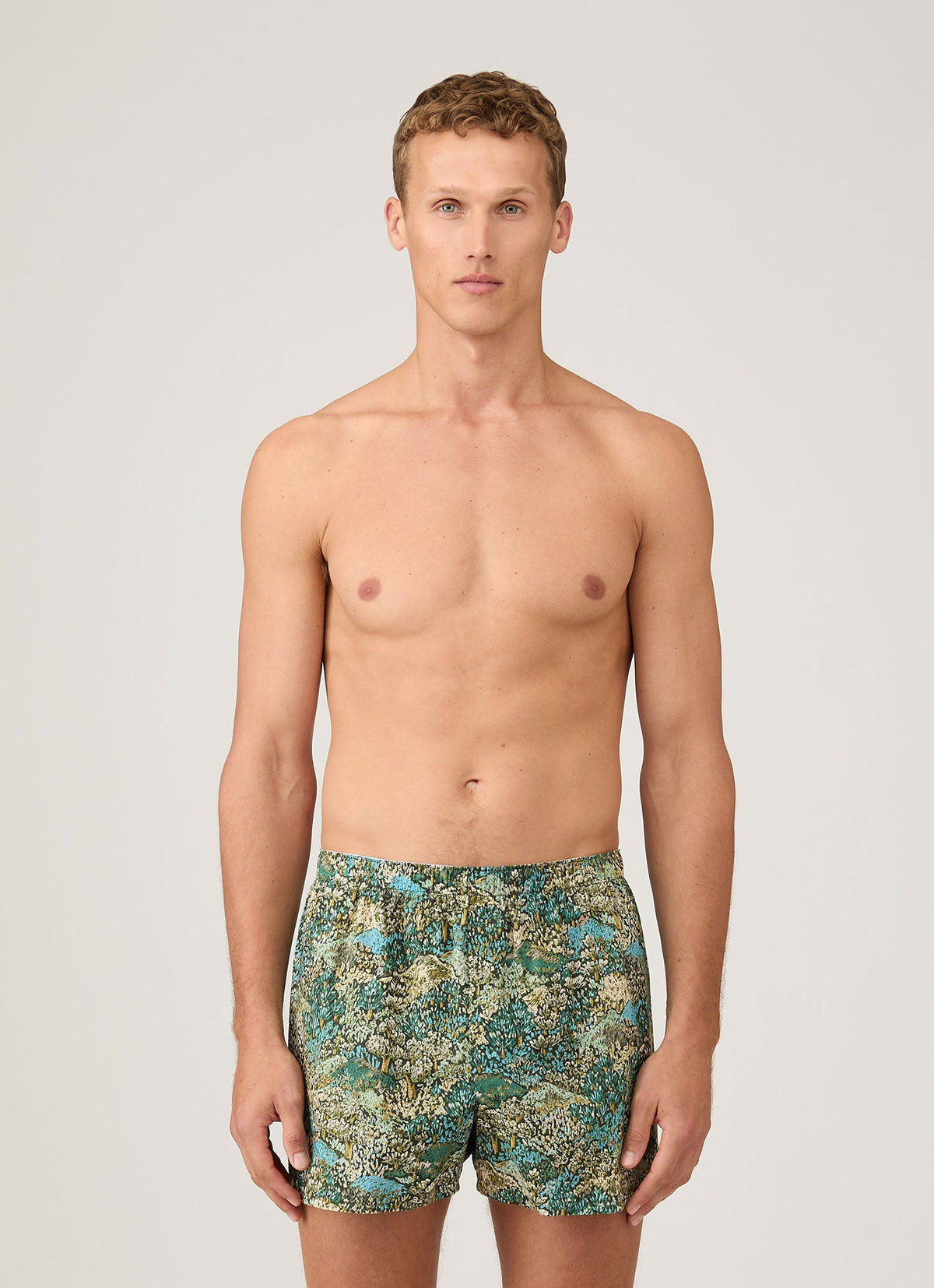 Mens Classic Boxer Shorts In Liberty Fabric In Hillside Green Mbox4701L Gnir