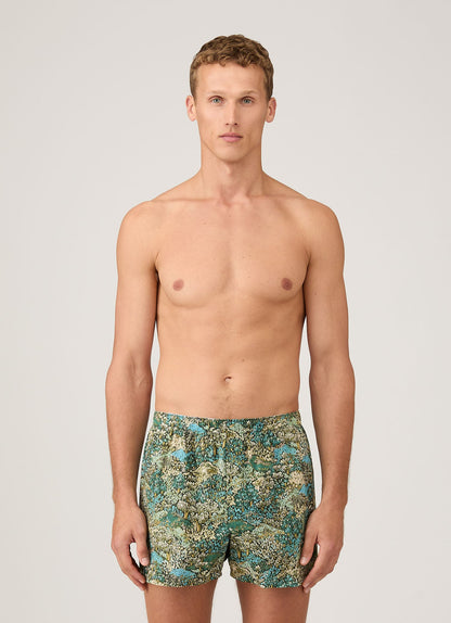 Mens Classic Boxer Shorts In Liberty Fabric In Hillside Green Mbox4701L Gnir