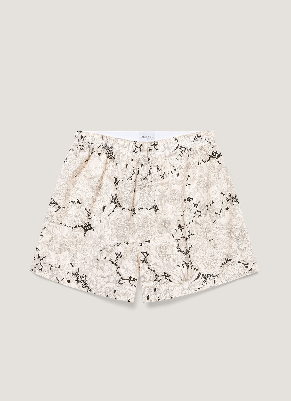 Mens Classic Boxer Shorts In Liberty Fabric In White English Bloom Mbox4701L Whib
