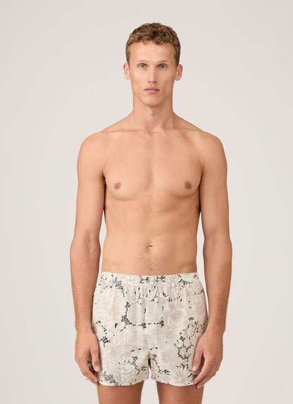 Mens Classic Boxer Shorts In Liberty Fabric In White English Bloom Mbox4701L Whib