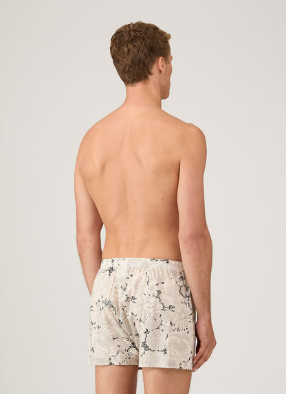 Mens Classic Boxer Shorts In Liberty Fabric In White English Bloom Mbox4701L Whib