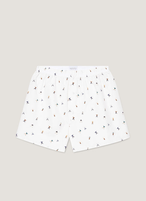 Mens Classic Boxer Shorts In Snow Angel Print Mbox4701P Whie