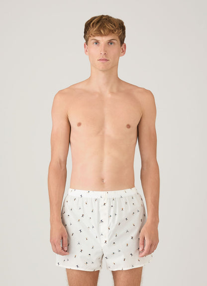 Mens Classic Boxer Shorts In Snow Angel Print Mbox4701P Whie