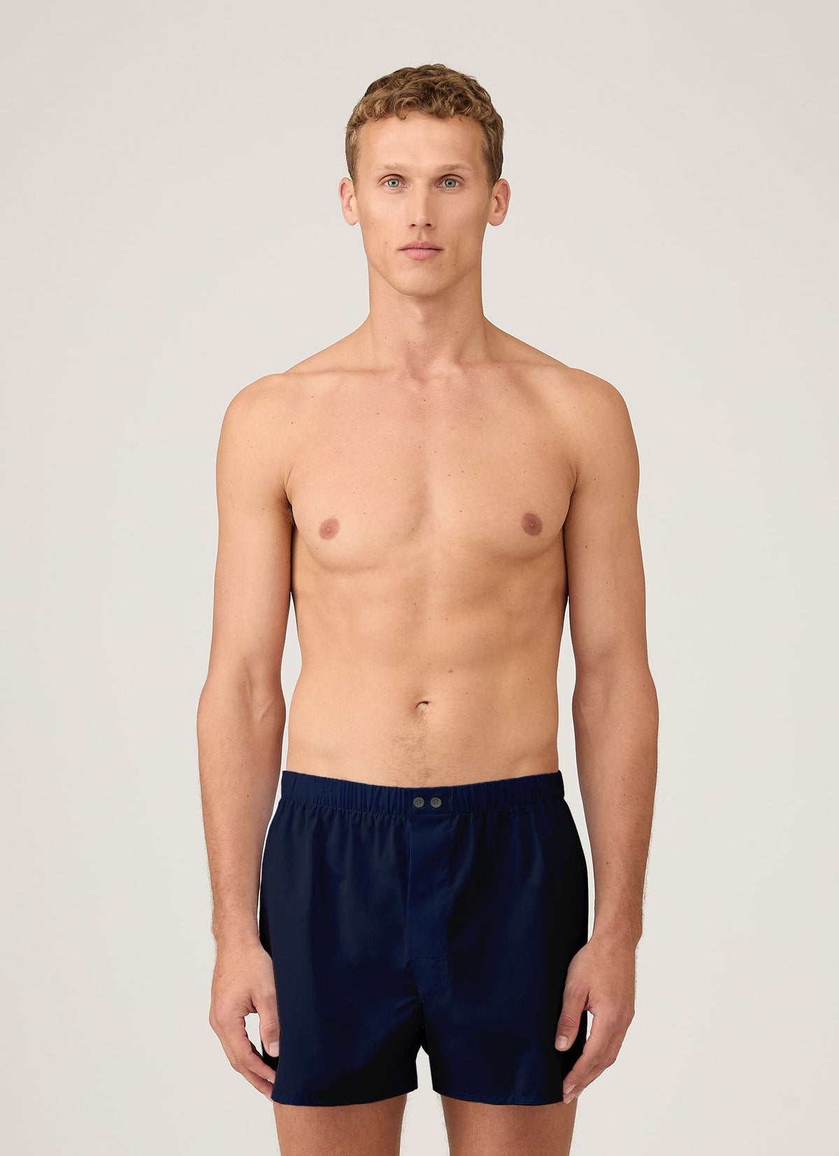 Mens Sea Island Cotton Boxer Short In Navy Mbox4711 Buaa