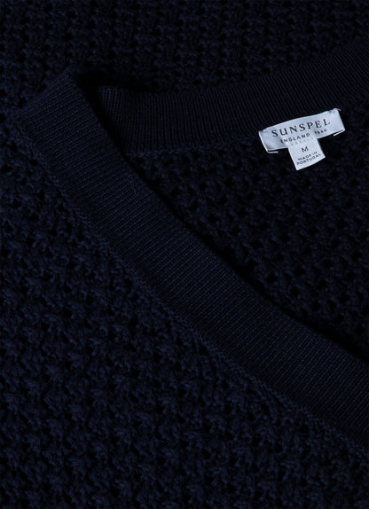Mens Open Stitch Cardigan In Navy Mcar8236 Buaa