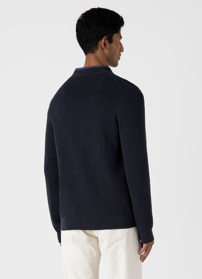 Mens Textured Knit Cardigan In Navy Mcar8243 Buaa