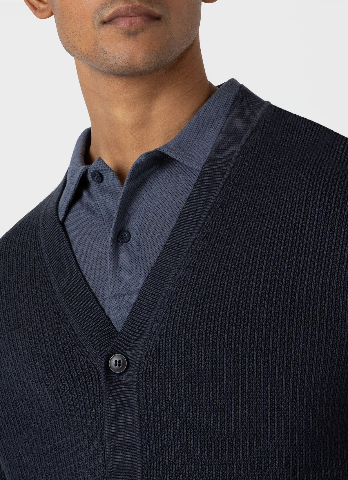 Mens Textured Knit Cardigan In Navy Mcar8243 Buaa