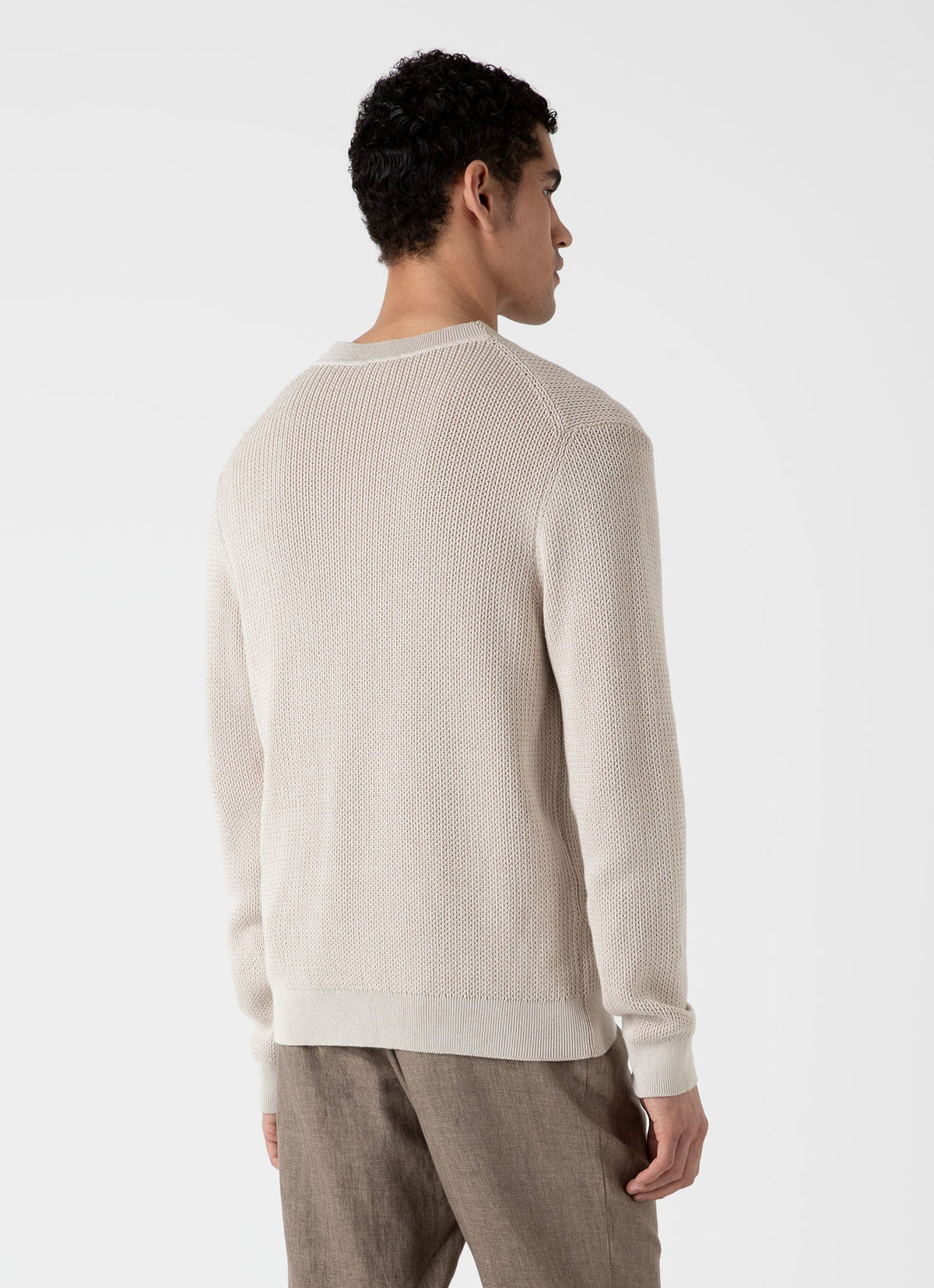 Mens Textured Knit Cardigan In Ecru Mcar8243 Whcr