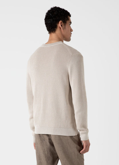 Mens Textured Knit Cardigan In Ecru Mcar8243 Whcr