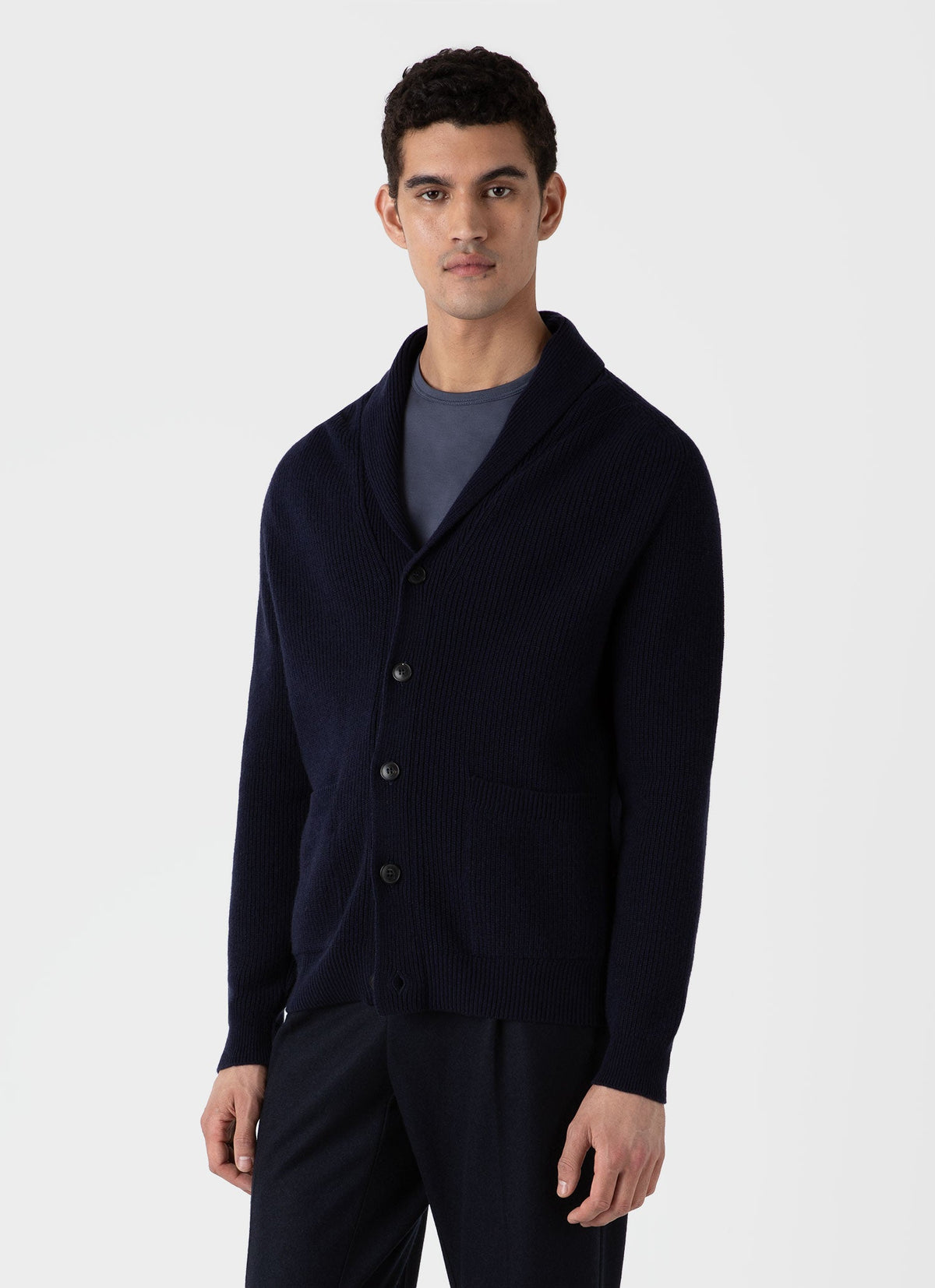 Mens Shawl Neck Cardigan In Navy Mcar8256 Buaa
