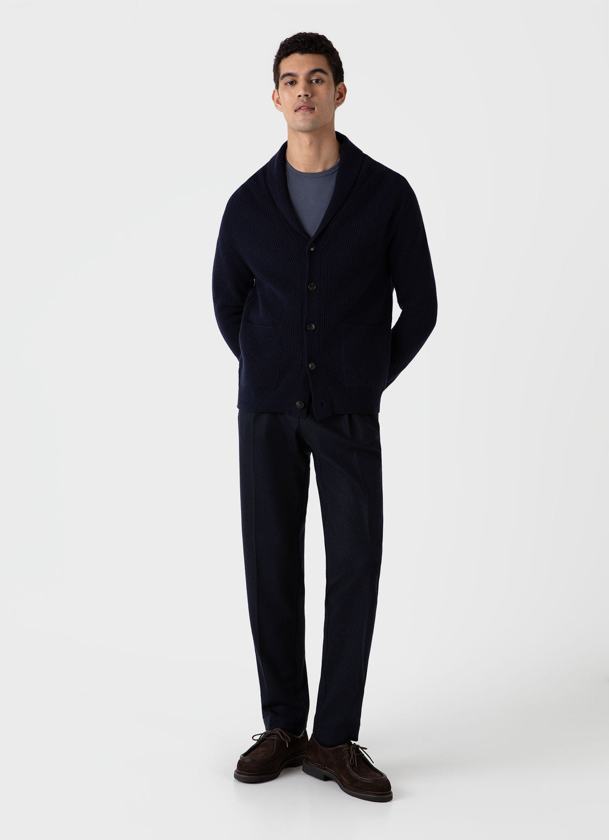 Mens Shawl Neck Cardigan In Navy Mcar8256 Buaa