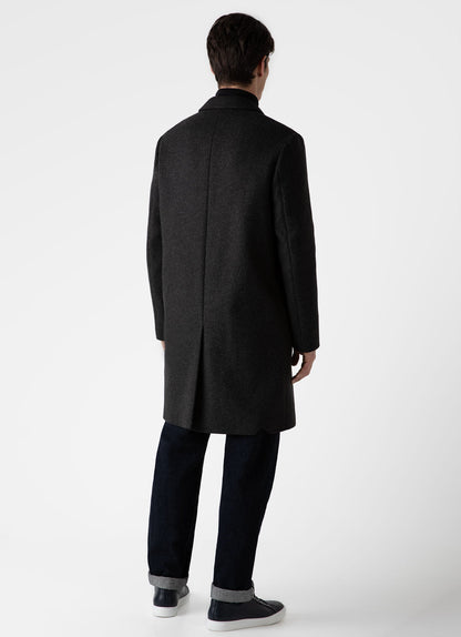 Mens Wool Cashmere Overcoat In Charcoal Melange