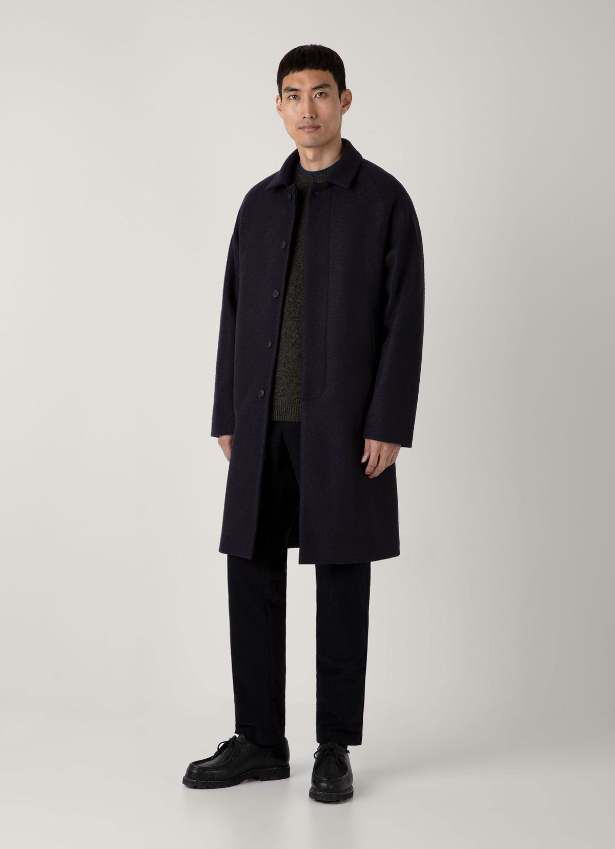 Mens Boiled Wool Car Coat In Navy Mcoa7332 Buaa