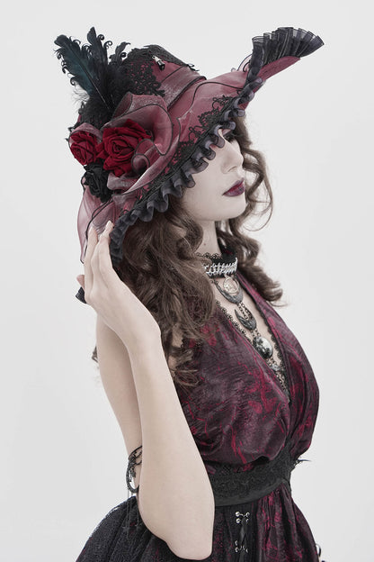 Bloodrose Ruffled Lace Garden Hat