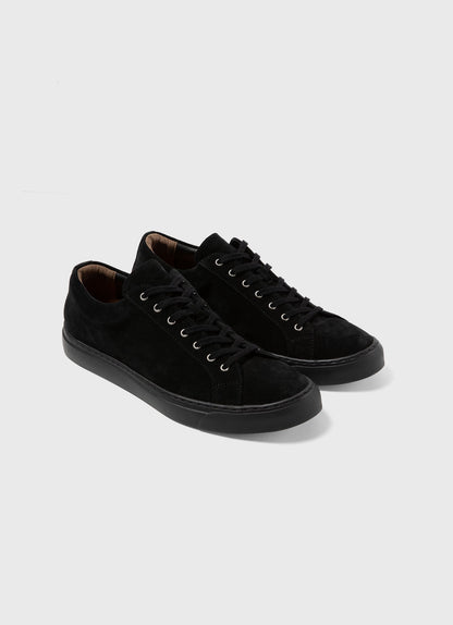 Mens Suede Tennis Shoe In Black Mftw9374 Bkaa