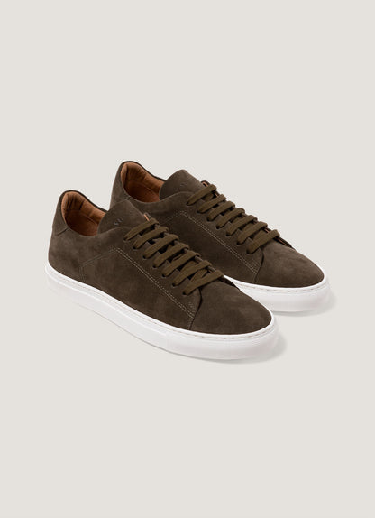 Mens Suede Tennis Shoe In Dark Moss Mftw9459 Gnfc