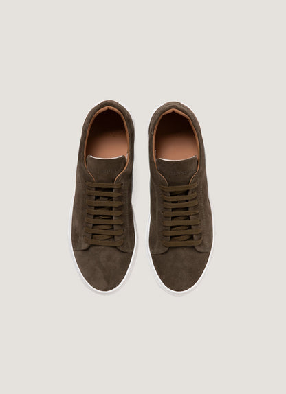 Mens Suede Tennis Shoe In Dark Moss Mftw9459 Gnfc