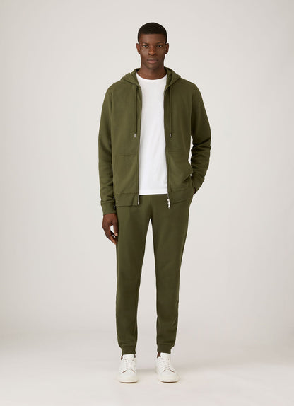 Mens Loopback Zip Hoodie In Deep Olive Mhod1517 Gniz