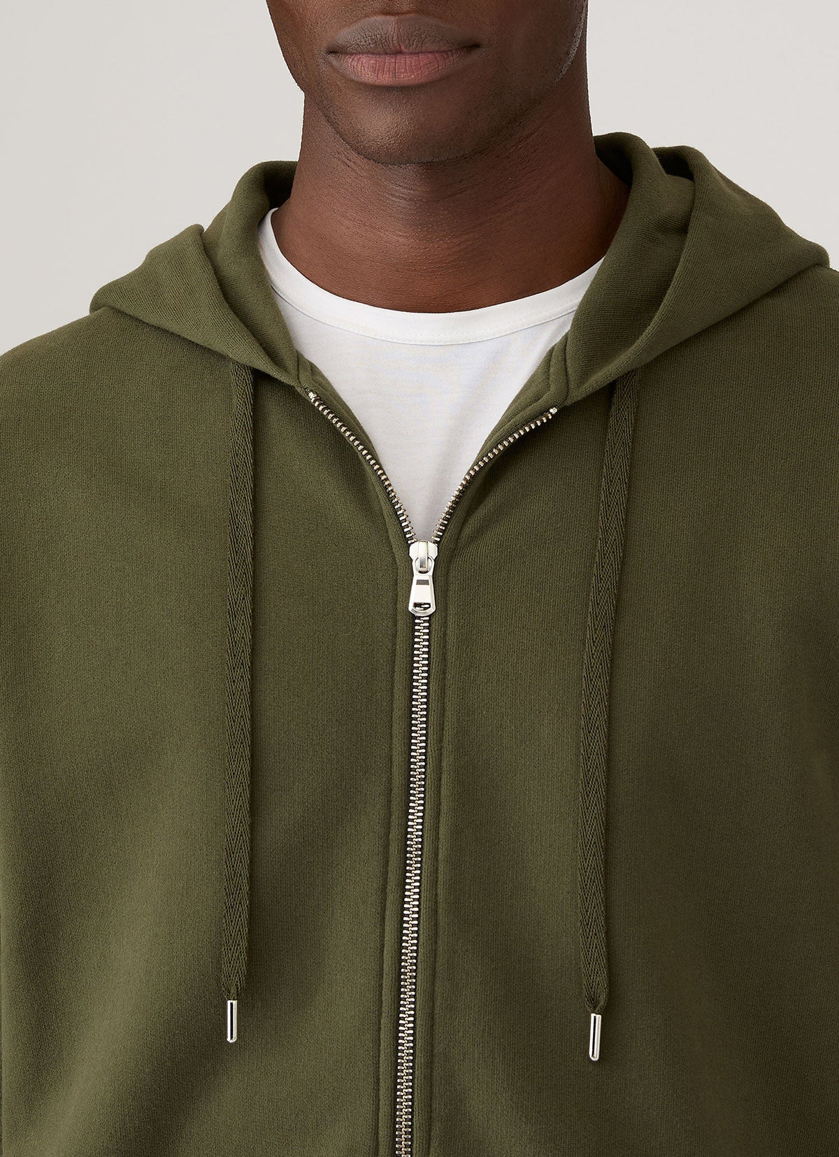 Mens Loopback Zip Hoodie In Deep Olive Mhod1517 Gniz