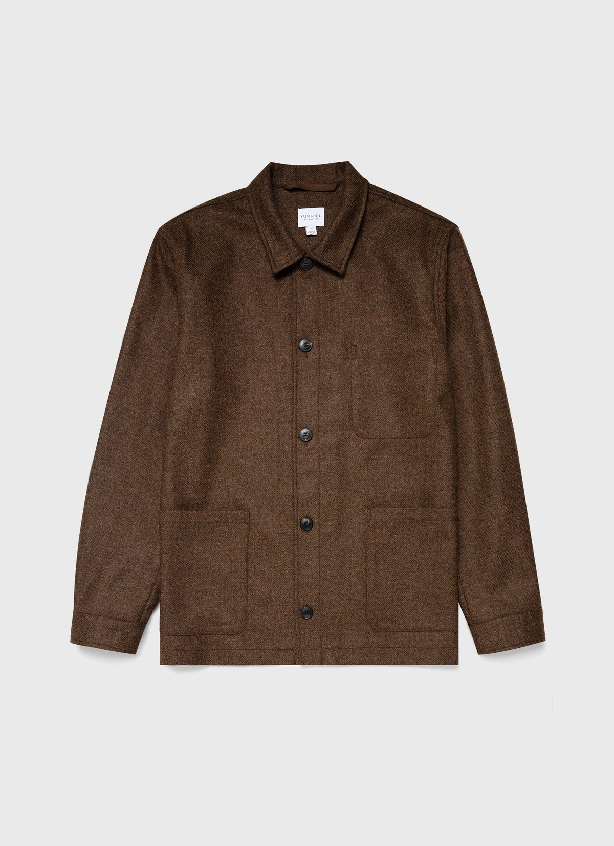 Mens Wool Herringbone Twin Pocket Jacket In Mid Brown Melange Mjac7065 Brek