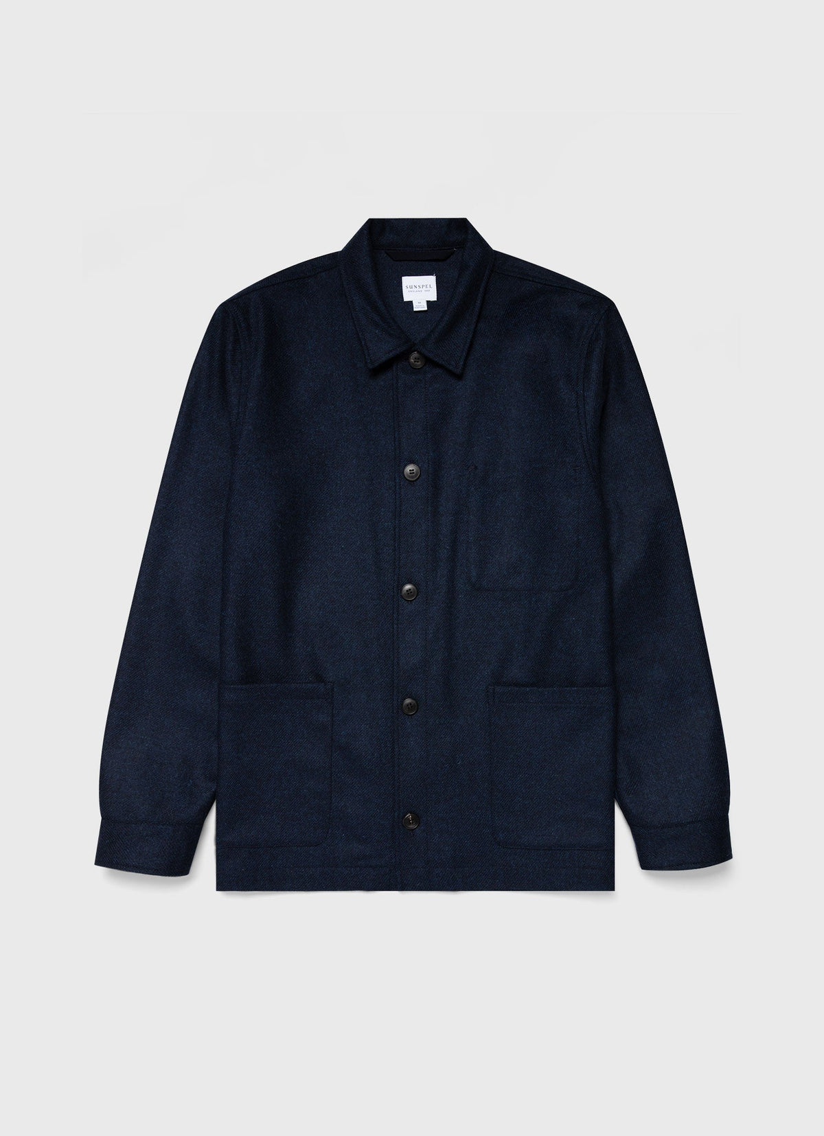 Mens Wool Herringbone Twin Pocket Jacket In Light Navy Melange Mjac7065 Butm