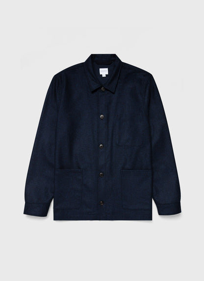 Mens Wool Herringbone Twin Pocket Jacket In Light Navy Melange Mjac7065 Butm