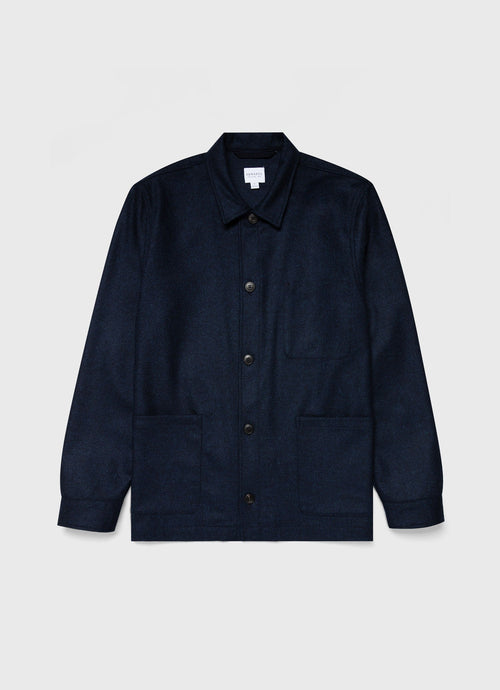 Mens Wool Herringbone Twin Pocket Jacket In Light Navy Melange Mjac7065 Butm