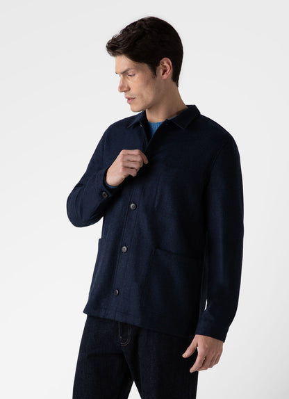 Mens Wool Herringbone Twin Pocket Jacket In Light Navy Melange Mjac7065 Butm