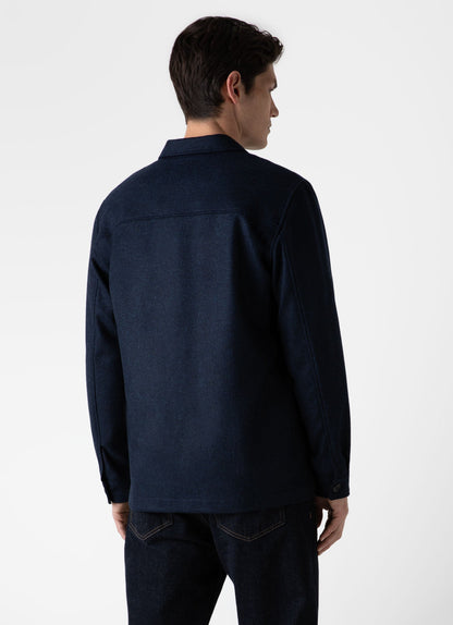Mens Wool Herringbone Twin Pocket Jacket In Light Navy Melange Mjac7065 Butm