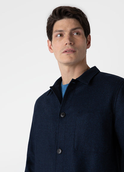 Mens Wool Herringbone Twin Pocket Jacket In Light Navy Melange Mjac7065 Butm