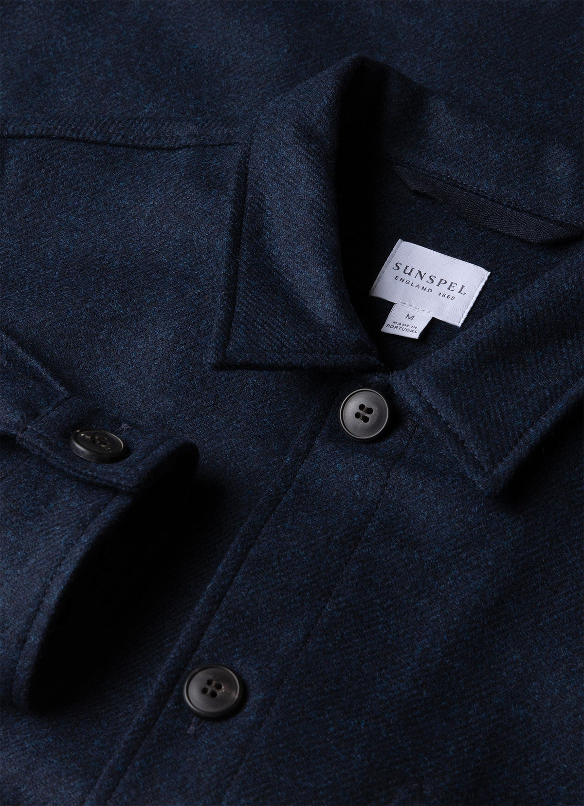 Mens Wool Herringbone Twin Pocket Jacket In Light Navy Melange Mjac7065 Butm