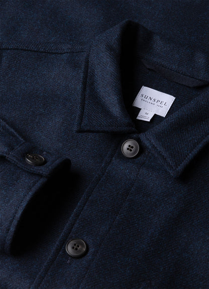 Mens Wool Herringbone Twin Pocket Jacket In Light Navy Melange Mjac7065 Butm