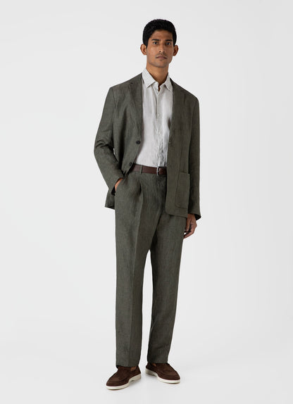 Mens Linen Unstructured Blazer In Light Khaki Mjac7075 Gnht