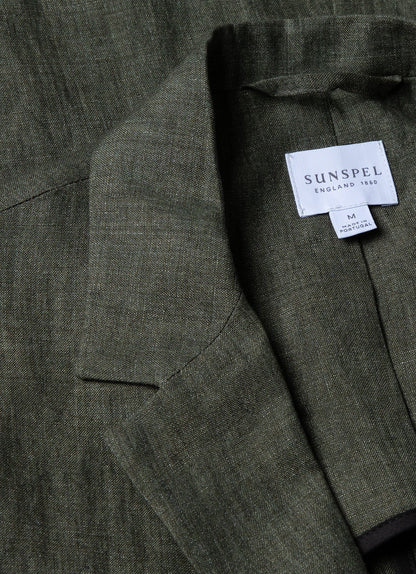 Mens Linen Unstructured Blazer In Light Khaki Mjac7075 Gnht
