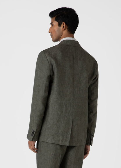 Mens Linen Unstructured Blazer In Light Khaki Mjac7075 Gnht