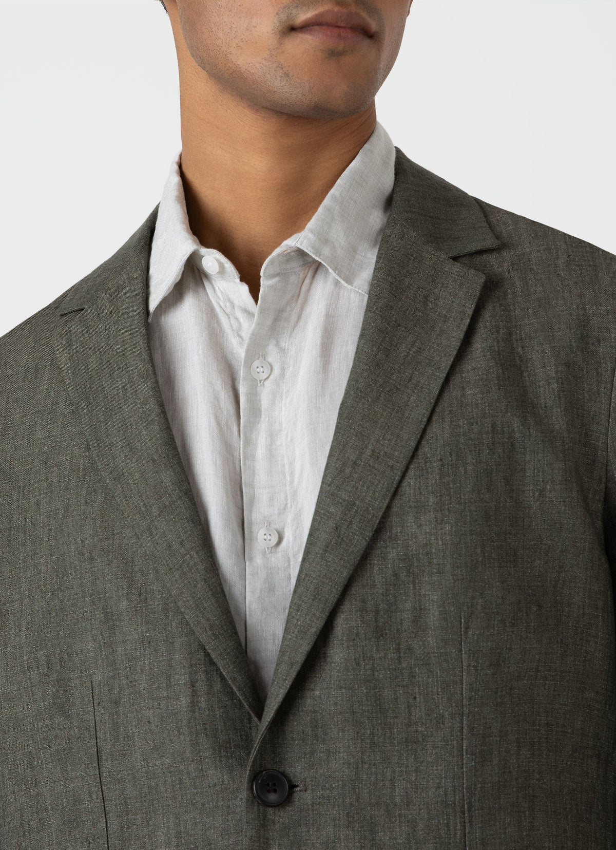 Mens Linen Unstructured Blazer In Light Khaki Mjac7075 Gnht